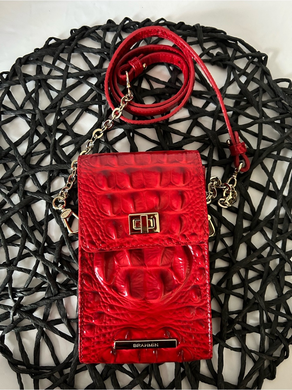 Brahmin Madison Carnation Melbourne Leather Crossbody / Phone Case